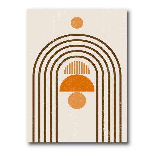 Designart - Abstract Rainbow Sun and Moon In Earth Tones IV